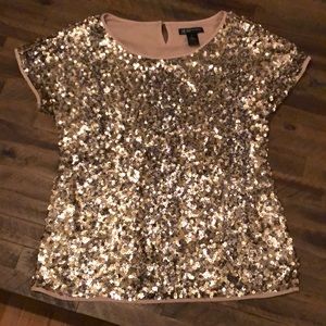 PL INC Gold Sequin top